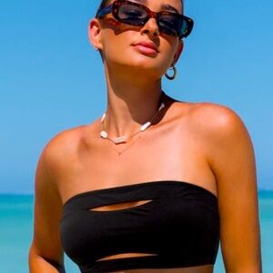 Popvil Black Bandeau Cut-out Top - S